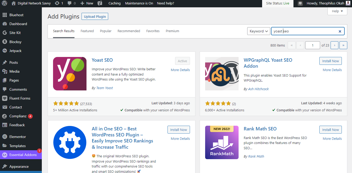 How to install yoast SEO on WordPress