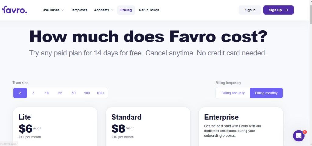 Favro Plans and Pricing - Digital Network Savvy