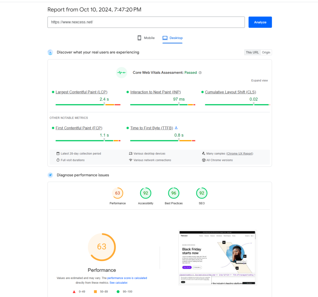 Nexcess PageInsight Analysis - Digital Network Savvy