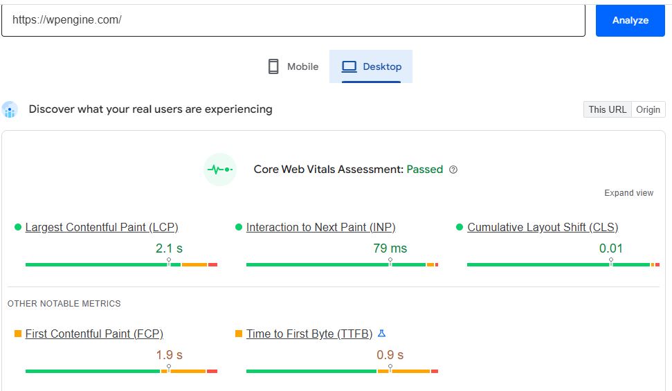 WPengine Page Load Insight - Digital Network Savvy