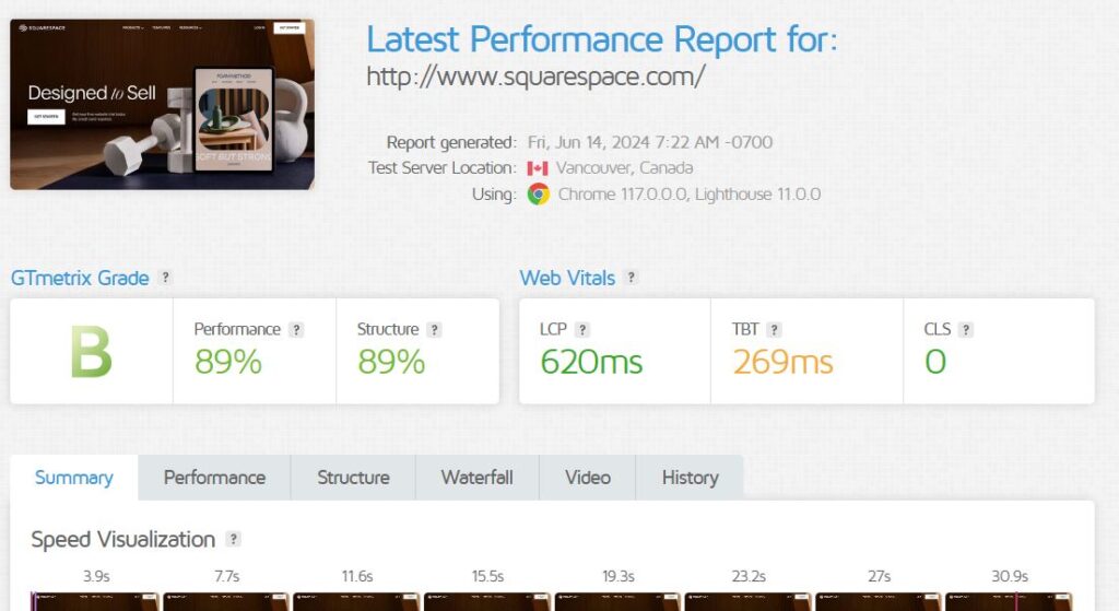 Squarespace Gmatrix Page Speed Test - Digital Network Savvy