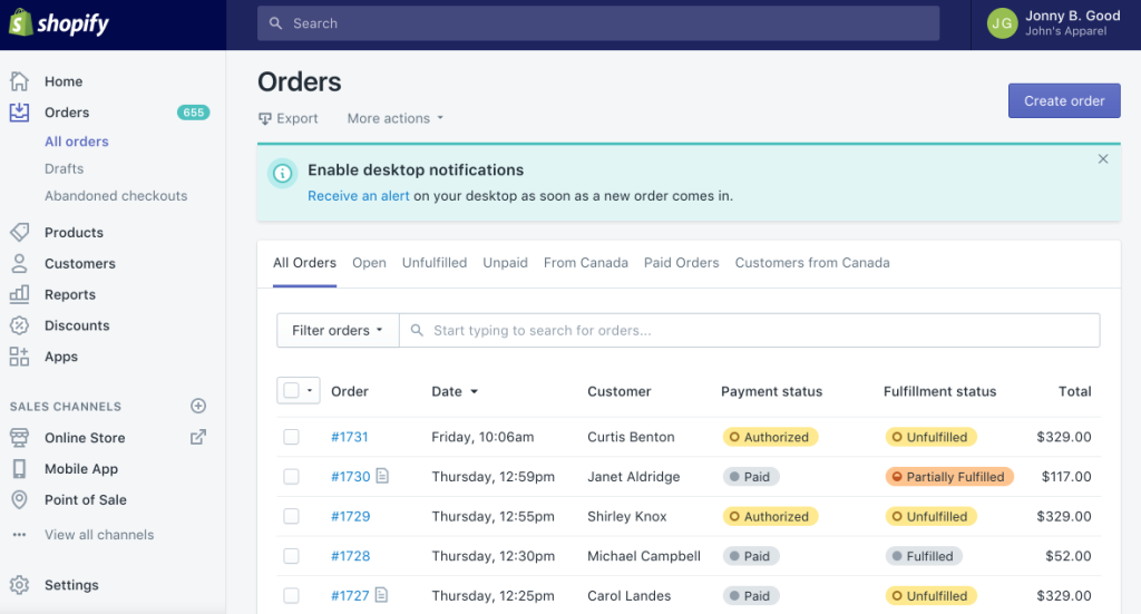 Shopify Control Panel - Digital Network Savvy